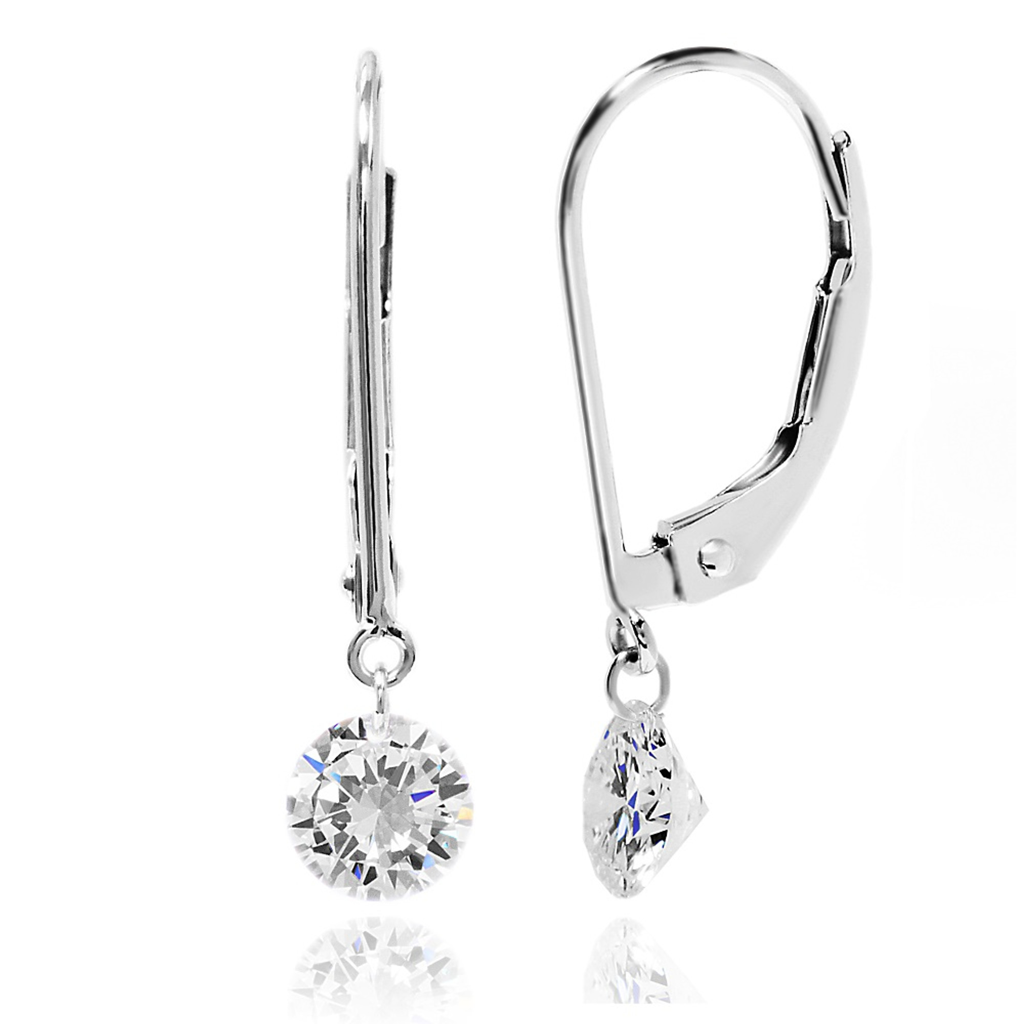 1/4 ct Dancing Diamond 14K White Gold Finish Dangle Earrings | eBay