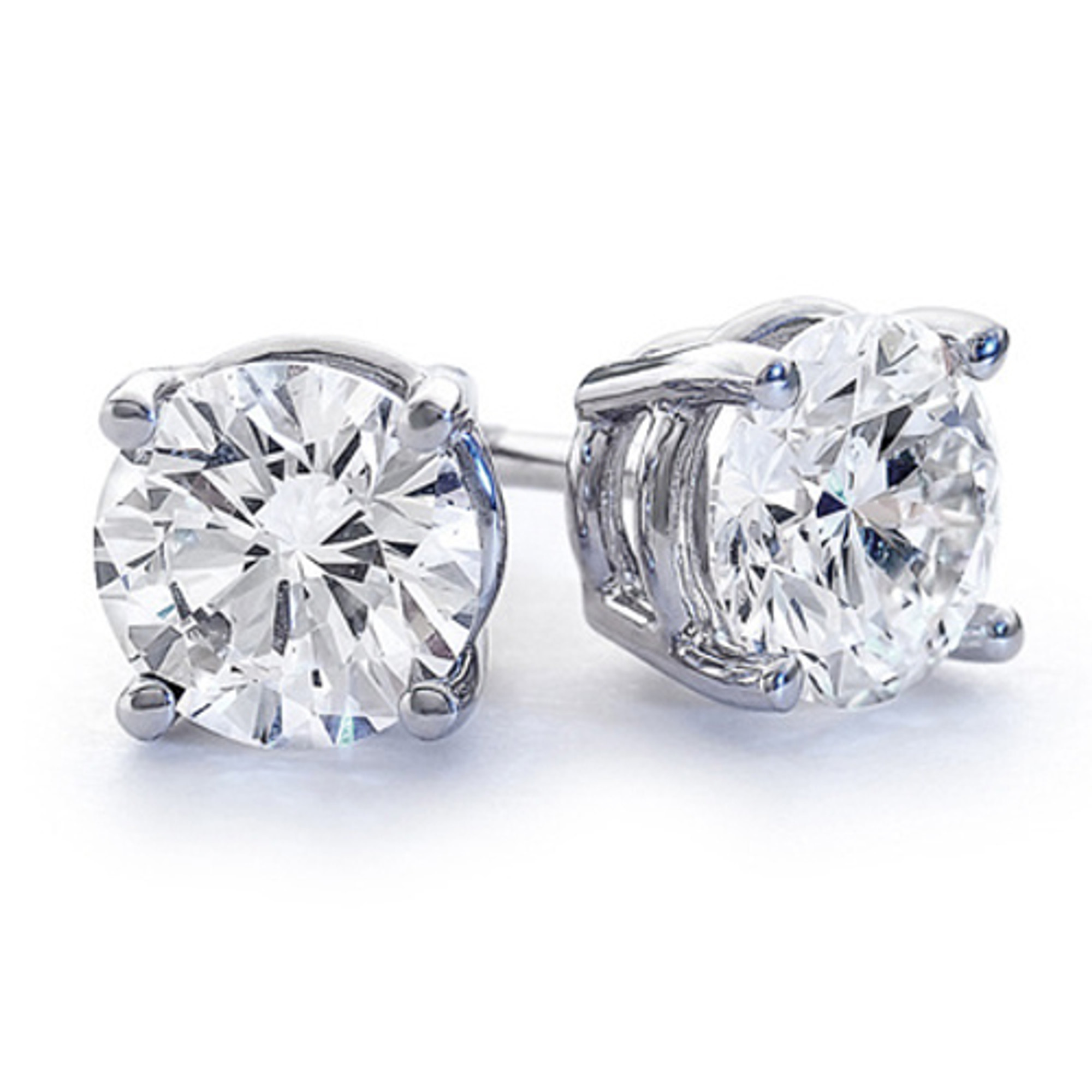 75 Carat (each) Brilliant CZ Round Stud Earrings in Rose Gold Overlay