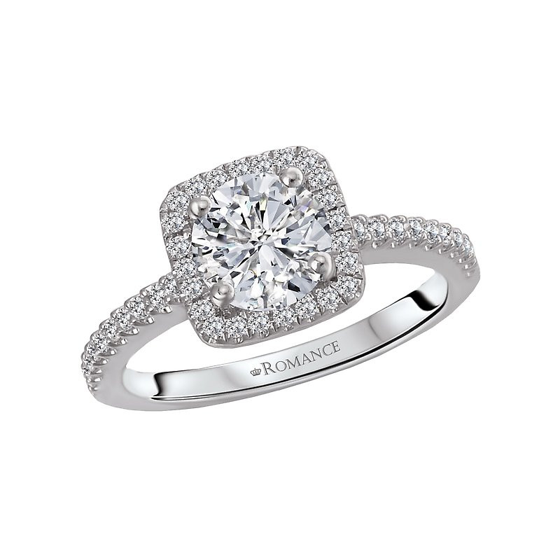 18K Pave Diamond Engagement Ring With Halo .24ctw