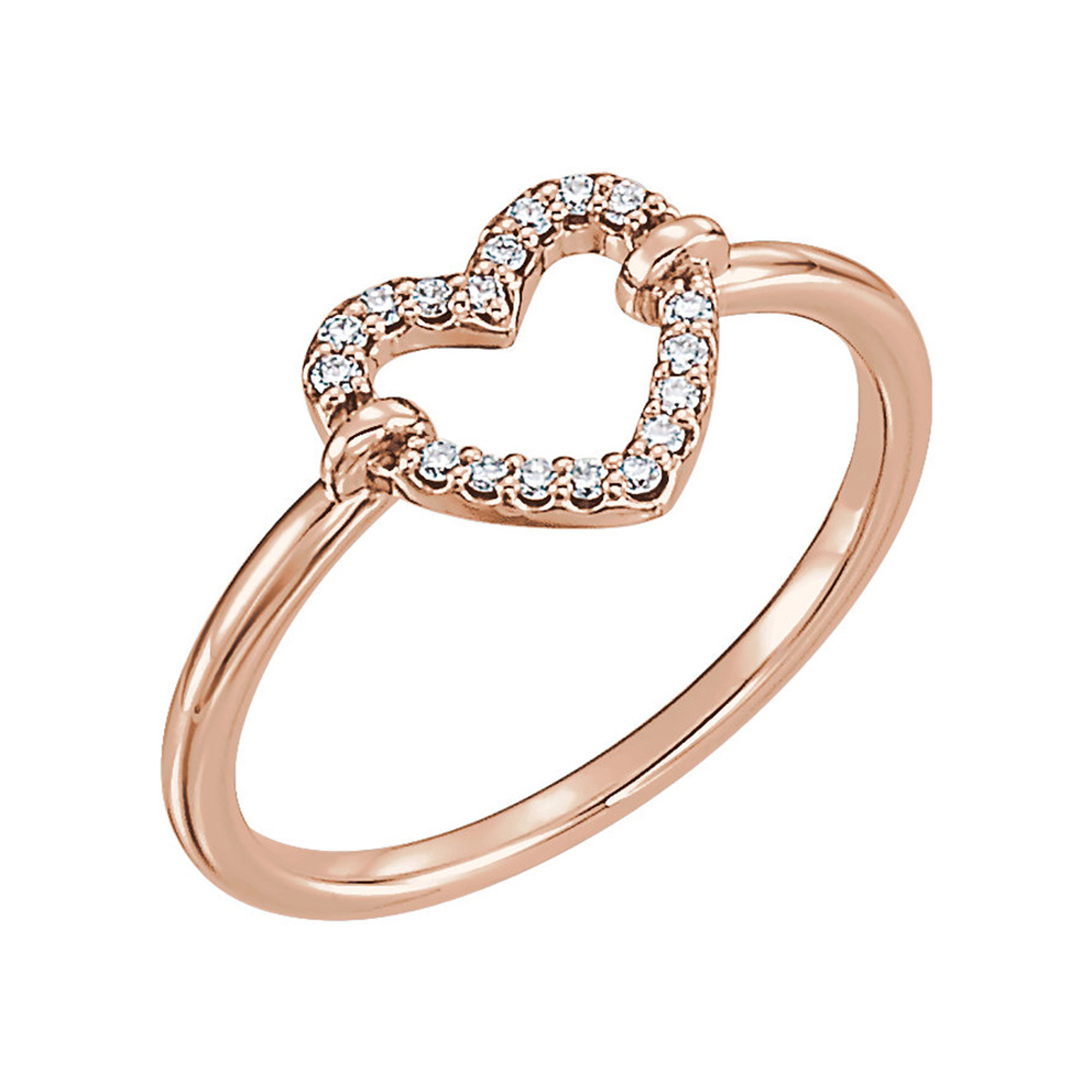 14K Rose Gold Open Heart Diamond Ring