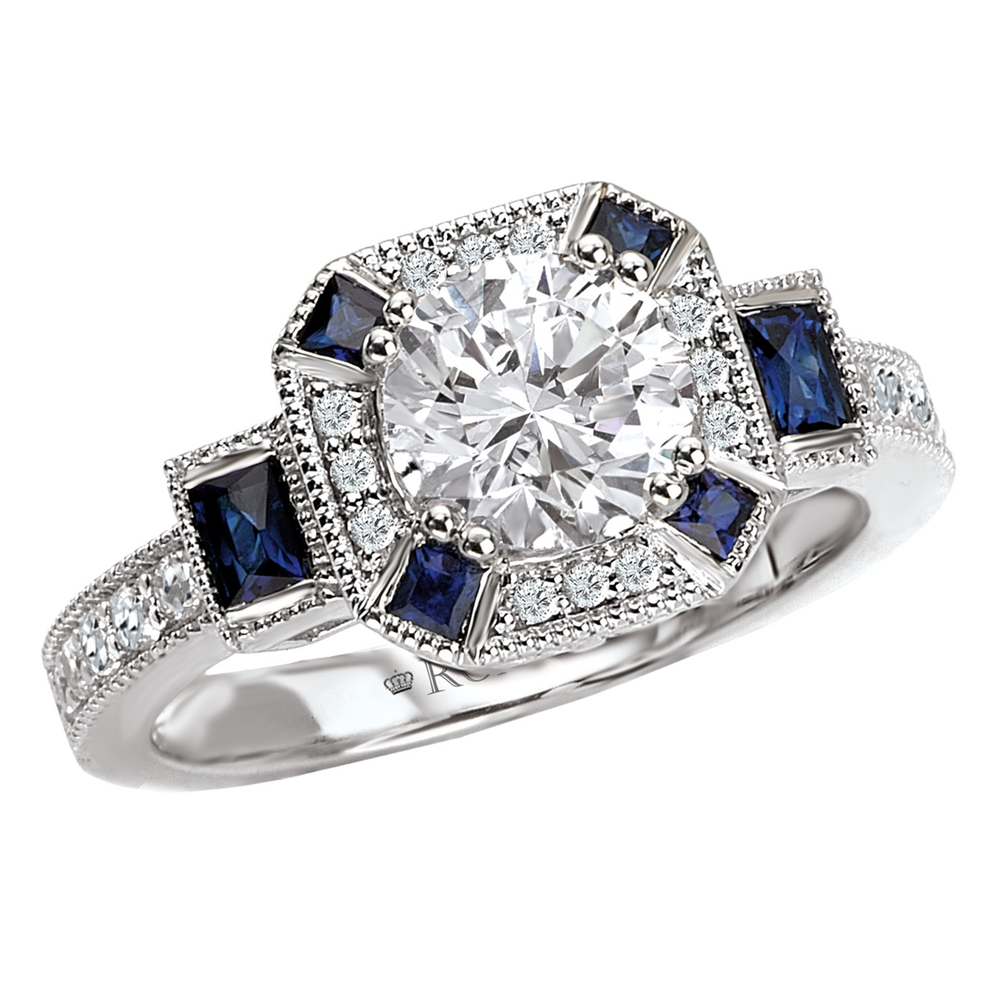 18K Diamond & Sapphire Engagement Ring .23ctw - Romance Collection