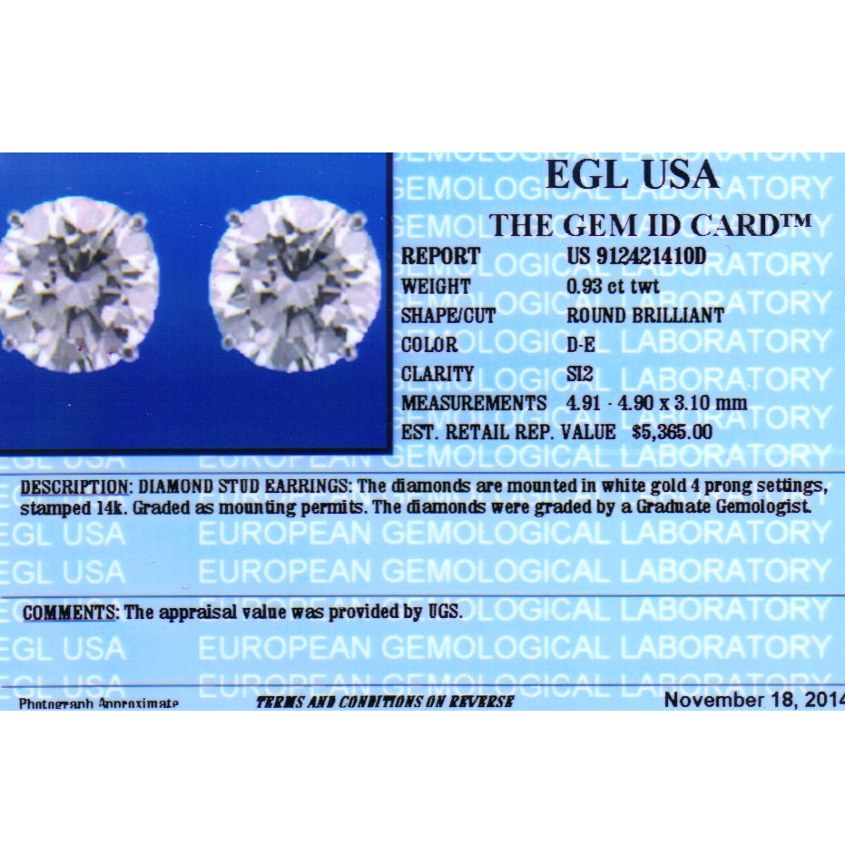 Diamond Earrings - .93ctw