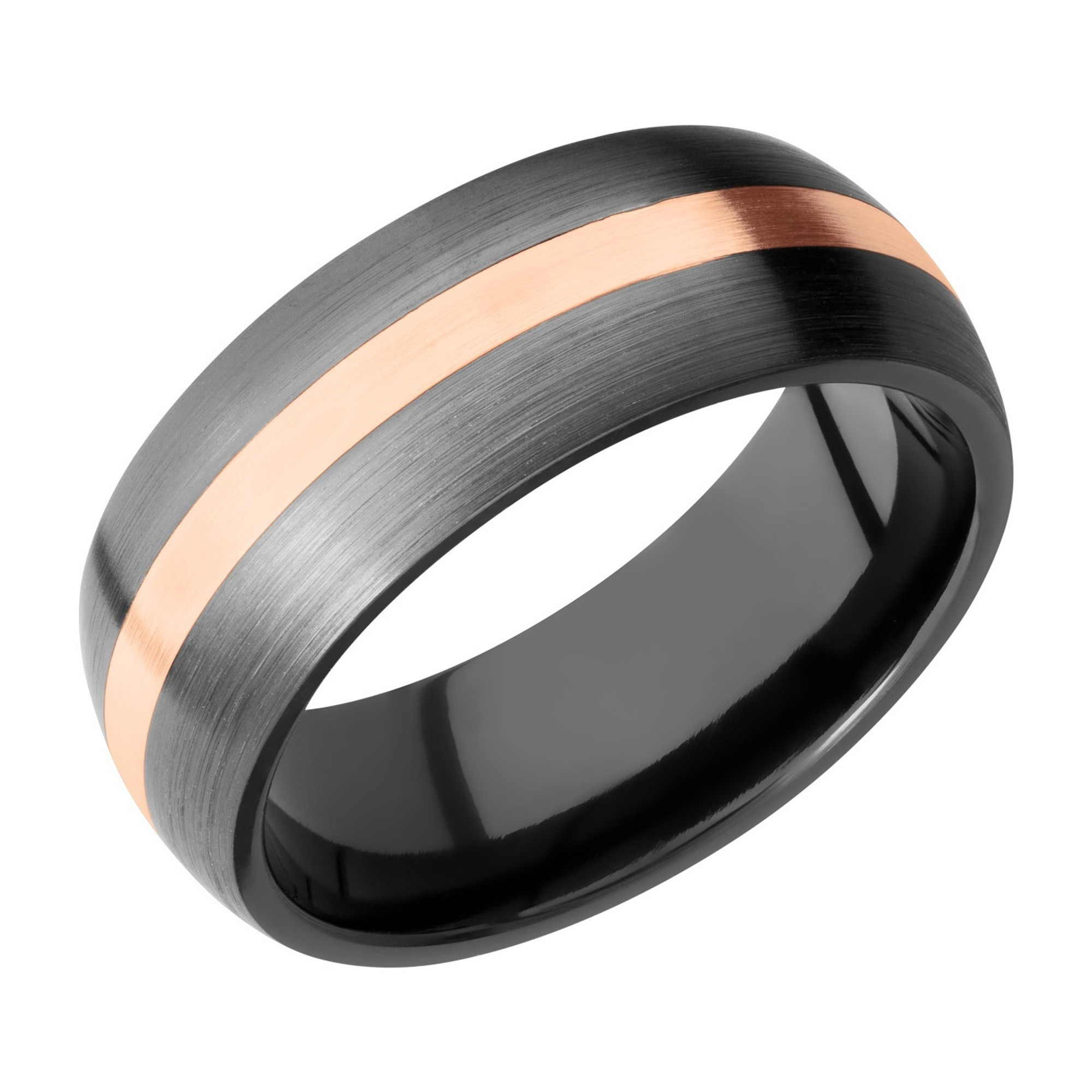 Zirconium and Rose Gold Wedding Band by Lashbrook Designs