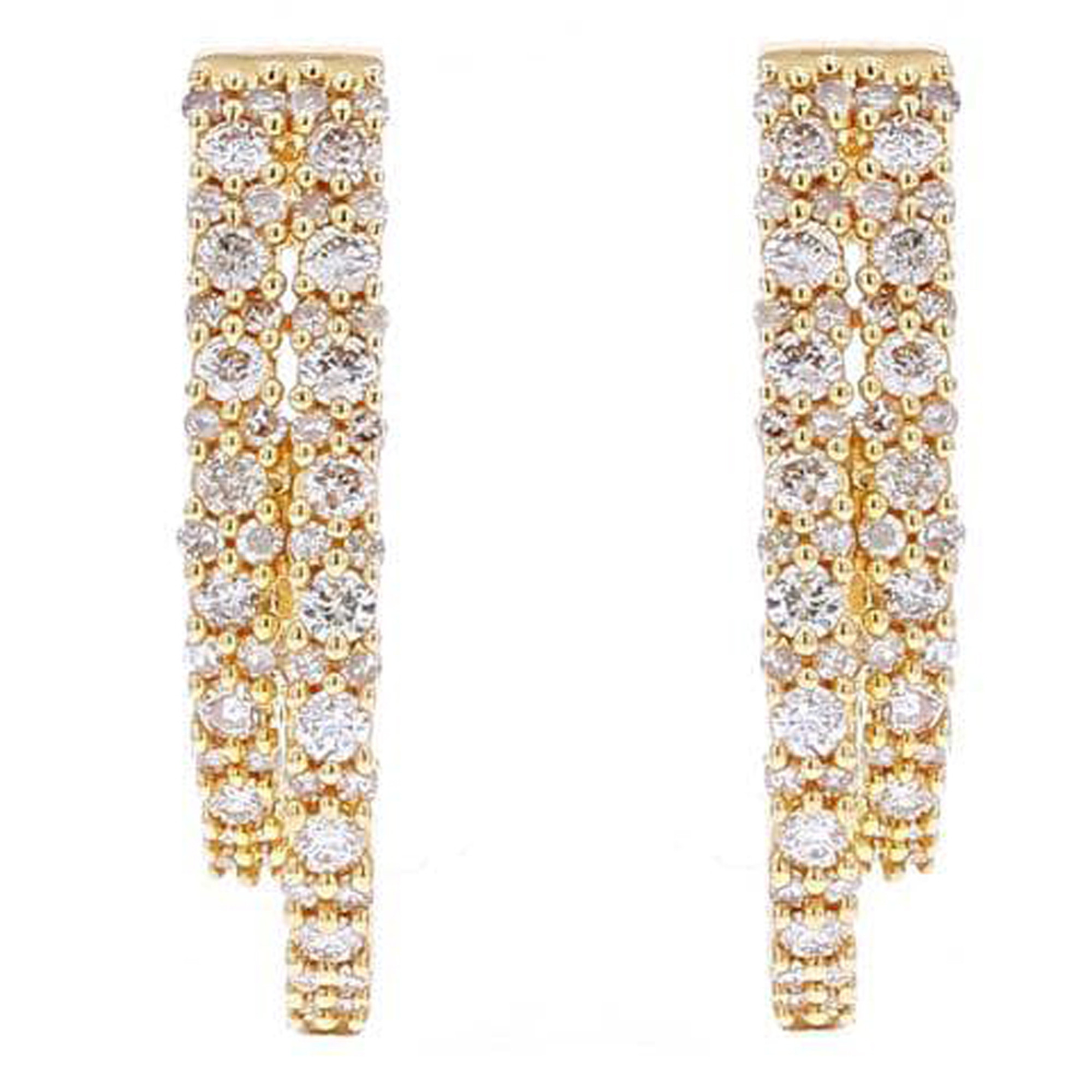 10k Yellow Gold 1ctw Double Diamond Inside Out Hoop Earrings