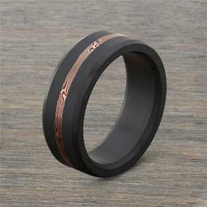 crushed black diamond mens wedding band