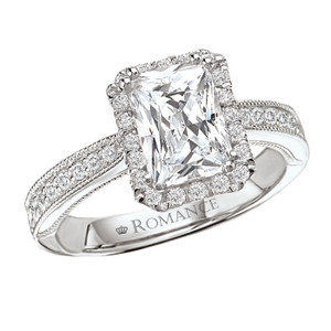 18K Pave Radiant Cut Engagement Ring With Halo .34ctw 18K Pave Radiant Cut Engagement Ring With Halo .34ctw