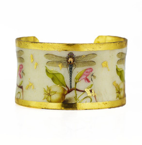 22k Gold Leaf, Enamel &Swarovski Crystal Dragonfly Garden Bracelet by Evocateur 22k Gold Leaf, Enamel &Swarovski Crystal Dragonfly Garden Bracelet by Evocateur