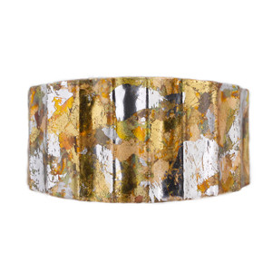 22k Gold Leaf & Sterling Silver Leaf, Enamel Milano Silver Confetti Cuff 1.5" by Evocateur 22k Gold Leaf & Sterling Silver Leaf, Enamel Milano Silver Confetti Cuff 1.5" by Evocateur