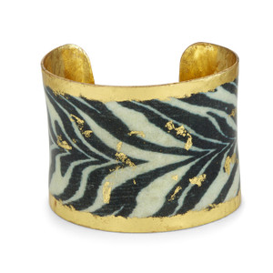 22k Gold Leaf & Enamel Zebra Corset Bracelet by Evocateur 22k Gold Leaf & Enamel Zebra Corset Bracelet by Evocateur