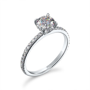 14k White Gold French Set Hidden Halo Facets of Fire Diamond Engagement Ring 14k White Gold French Set Hidden Halo Facets of Fire Diamond Engagement Ring