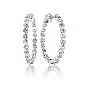 14k White Gold & 1.75ctw Fire Polish Diamond Inside Out Hoop Earrings 14k White Gold & 1.75ctw Fire Polish Diamond Inside Out Hoop Earrings