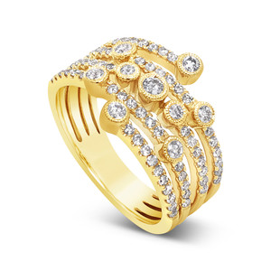 14k Yellow Gold & .65ctw Five Row Diamond Ring 14k Yellow Gold & .65ctw Five Row Diamond Ring
