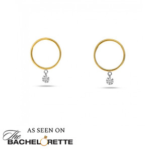 14k Yellow Gold Front Hoop Bare Diamond Earrings by Brevani 14k Yellow Gold Front Hoop Bare Diamond Earrings by Brevani