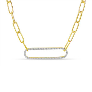 14K Yellow Gold & Diamond Paperclip Necklace by Brevani 14K Yellow Gold & Diamond Paperclip Necklace by Brevani