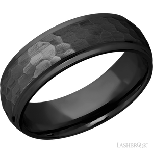 Hammer Finish Zirconium Wedding Band By Lashbrook