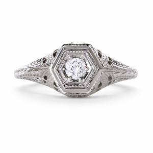 14k White Gold & .25ct Diamond Engagement Ring by Hugo Kohl