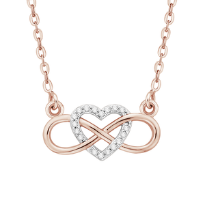 10k White & Rose Gold, Diamond Infinity Heart Necklace 10k White & Rose Gold, Diamond Infinity Heart Necklace