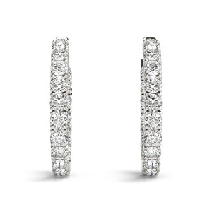14K White Gold & Diamond Inside-Outside Earrings 14K White Gold & Diamond Inside-Outside Earrings