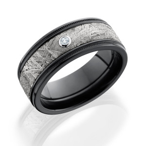 Lashbrook Meteorite, Zirconium & Diamond Wedding Band - VESTA Lashbrook Meteorite, Zirconium & Diamond Wedding Band - VESTA