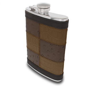 Brown Patched Stainless Steel Leather Flask Brown Patched Stainless Steel Leather Flask