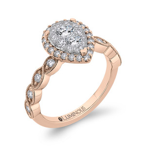 Luminous Two Tone Pear Shaped Diamond Cluster Engagement Ring  Luminous Two Tone Pear Shaped Diamond Cluster Engagement Ring