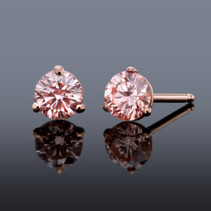 natural pink diamond stud earrings