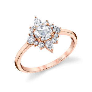18K Rose Gold & Diamond with Rose Cut Center, North Star Engagement Ring by Parade Designs 18K Rose Gold & Diamond with Rose Cut Center, North Star Engagement Ring by Parade Designs