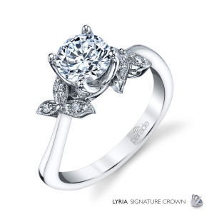 18kt White Gold and Diamond Engagement Ring by Parade, Leaf Design 18kt White Gold and Diamond Engagement Ring by Parade, Leaf Design