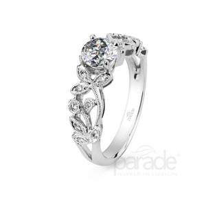 18kt White Gold and Diamond Engagement Ring by Parade, Filigree Design 18kt White Gold and Diamond Engagement Ring by Parade, Filigree Design