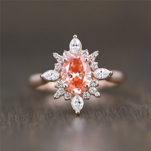 Camelia - 14K Rose Gold and Pink Diamond Halo Ring Camelia - 14K Rose Gold and Pink Diamond Halo Ring