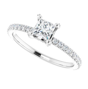 14k White Gold GIA .70ct Princess Cut Diamond French Set Engagement Ring 14k White Gold GIA .70ct Princess Cut Diamond French Set Engagement Ring