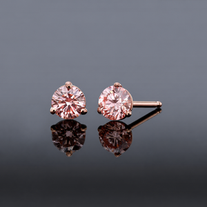Lab Grown Pink Diamond Stud Earrings set in 14K Rose Gold - 1/4 ctw