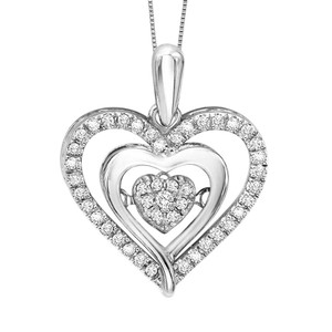 Rhythm of Love Diamond Heart Pendant, Sterling Silver and 10K White Gold - .20ctw Rhythm of Love Diamond Heart Pendant, Sterling Silver and 10K White Gold - .20ctw
