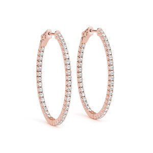 14K Rose Gold & Diamond Inside-Out Hoop Earrings 14K Rose Gold & Diamond Inside-Out Hoop Earrings