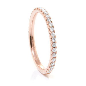 Ladies 14K Rose Gold & Diamond Wedding Band by Belloria Ladies 14K Rose Gold & Diamond Wedding Band by Belloria