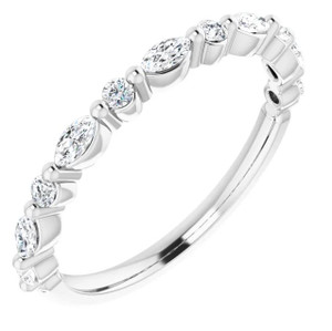 14k White Gold Marquise & Round Brilliant Diamond Anniversary Band 14k White Gold Marquise & Round Brilliant Diamond Anniversary Band