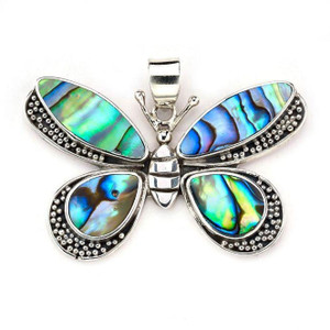 Sterling Silver & Paua Shell Butterfly Necklace by Samuel B Sterling Silver & Paua Shell Butterfly Necklace by Samuel B