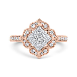 Luminous Flower Shaped Halo Cluster Engagement Ring Luminous Flower Shaped Halo Cluster Engagement Ring