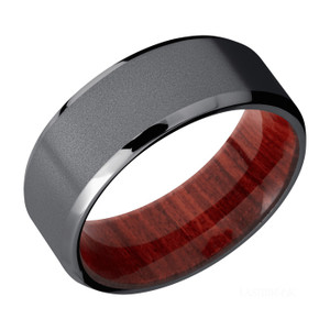 8mm Beveled Tantalum & Redheart Hardwood Men's Band by Lashbrook Designs 8mm Beveled Tantalum & Redheart Hardwood Men's Band by Lashbrook Designs