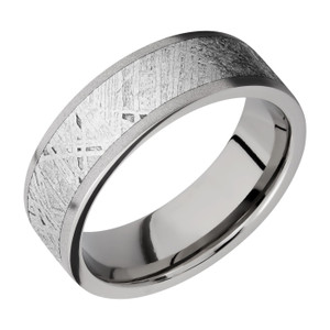 Titanium and Gibeon Meteorite Sandblast Band by Lashbrook Designs Titanium and Gibeon Meteorite Sandblast Band by Lashbrook Designs