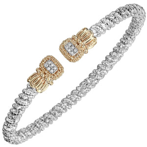 14k Yellow Gold & Sterling Silver Diamond & Moiré Beading Bangle by Alwand Vahan 14k Yellow Gold & Sterling Silver Diamond & Moiré Beading Bangle by Alwand Vahan