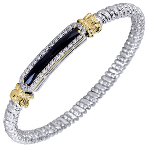 Alwand Vahan Sterling Silver & 14K Yellow Gold Diamond Bracelet with Black Onyx Alwand Vahan Sterling Silver & 14K Yellow Gold Diamond Bracelet with Black Onyx