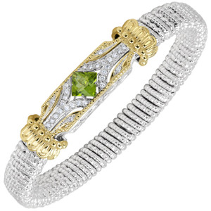 Vahan Sterling and 14K Gold, Diamond and Peridot 8mm Bracelet Vahan Sterling and 14K Gold, Diamond and Peridot 8mm Bracelet