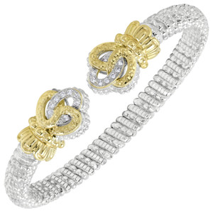 Alwand Vahan Sterling Silver & 14K Yellow Gold Bracelet with Fleur De Lys Ends Alwand Vahan Sterling Silver & 14K Yellow Gold Bracelet with Fleur De Lys Ends