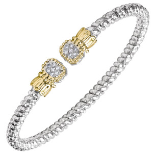 14k Yellow Gold & Sterling Silver Diamond End Bangle Bracelet by Alwand Vahan 14k Yellow Gold & Sterling Silver Diamond End Bangle Bracelet by Alwand Vahan