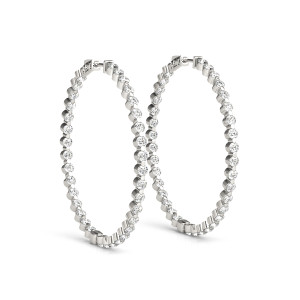 14K White Gold & Diamond Inside-Out Hoop Earrings 14K White Gold & Diamond Inside-Out Hoop Earrings