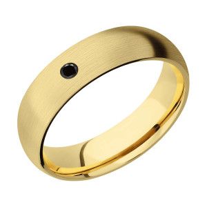 14k Yellow Gold Domed 6mm Band with Satin Finish & Black Diamond by Lashbrook Designs 14k Yellow Gold Domed 6mm Band with Satin Finish & Black Diamond by Lashbrook Designs