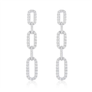 White Gold & Diamond Paperclip Earrings