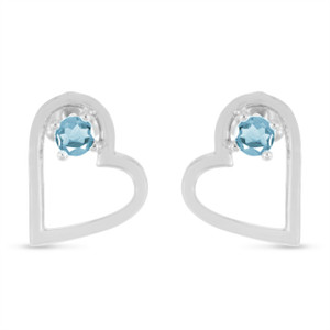 Heart Silhouette Blue Topaz Earrings by Brevani Heart Silhouette Blue Topaz Earrings by Brevani