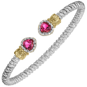 Pink Topaz Heart End Bangle by Alwand Vahan